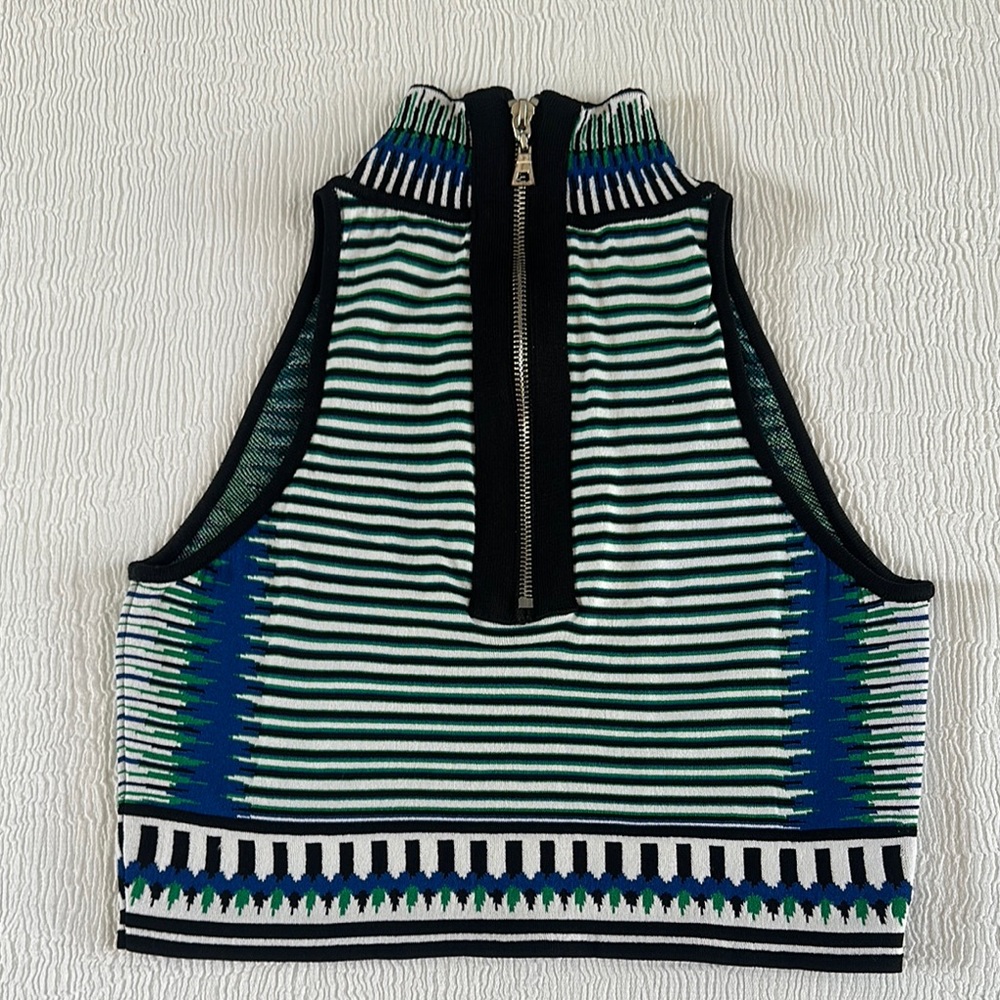 Torn by Ronny Kobo Green Blue Geometric Mock-Neck Tank - Picture 4 of 8